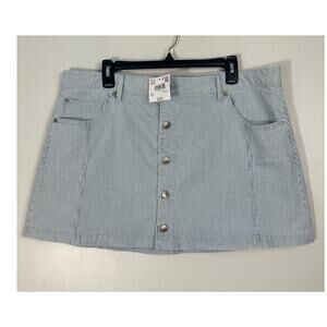 AE Striped Denim Mini Skirt NWT Sz 18 Blue White Railroad Stripe Coquette